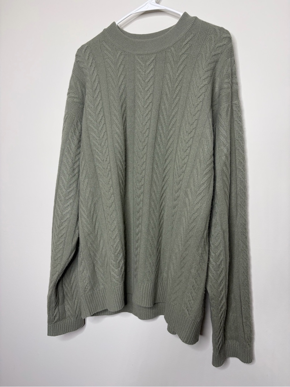 Cozy Cable Knit Sweater Sage Green 100% 2 ply cashmere luxury preppy